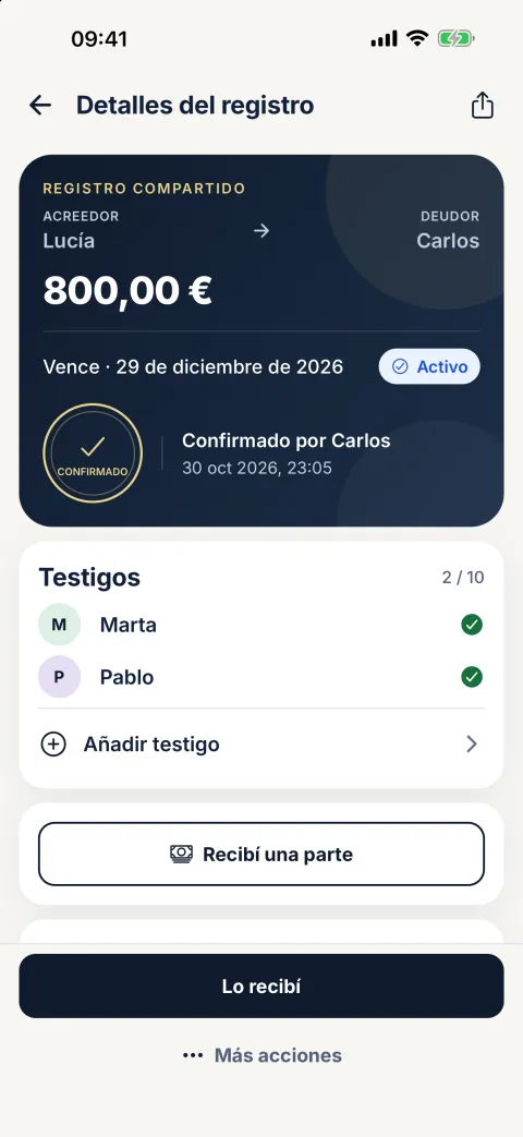 Vista previa de la app