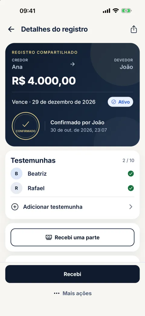 Prévia do app